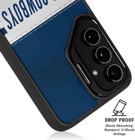 Skinit Kickstand Phone Case Compatible with Galaxy S24 Plus - Officially Licensed NFL Dallas Cowboys White Striped Design in Saudi Arabia