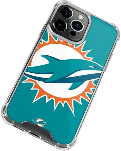 حافظة هاتف Skinit الشفافة متوافقة مع iPhone 14 Pro Max - تصميم شعار كبير مرخص رسميًا من NFL Miami Dolphins in Saudi Arabia