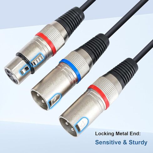 كابل XLR Y-Splitter، كابل ميكروفون مزدوج XLR ذكر إلى أنثى XLR، محول صوت متوازن من أنثى إلى 2 ذكر XLR Y، 5 أقدام in Kuwait