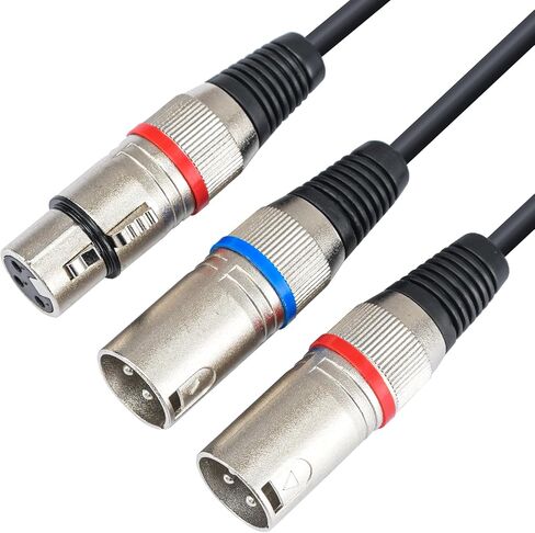 كابل XLR Y-Splitter، كابل ميكروفون مزدوج XLR ذكر إلى أنثى XLR، محول صوت متوازن من أنثى إلى 2 ذكر XLR Y، 5 أقدام in Kuwait