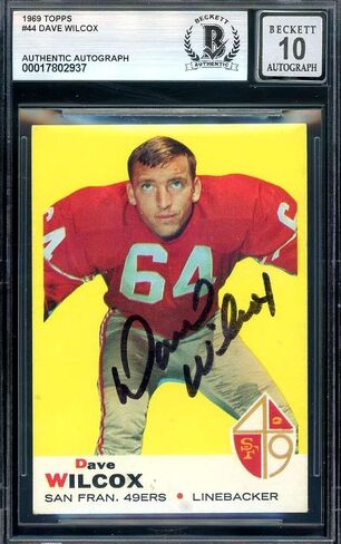Dave Wilcox Gem Mint 10 Beckett BAS Signed 1969 Topps Autograph - NFL Autographed Football Cards in Saudi Arabia