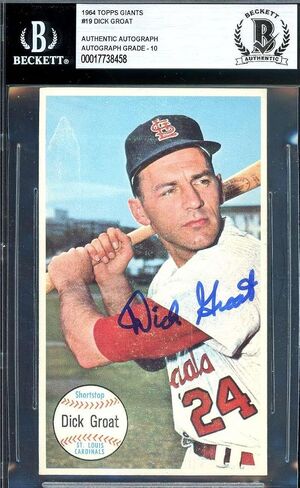 Dick Groat Gem Mint 10 Beckett BAS Signed 1964 Topps Giants Autograph - Baseball Slabbed Autographed Cards in Saudi Arabia