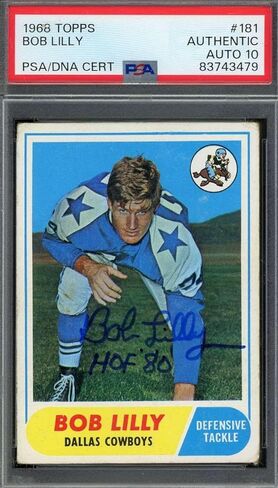 Bob Lilly Gem Mint 10 PSA DNA موقعة 1968 Topps Autograph - بطاقات كرة قدم موقعة من اتحاد كرة القدم الأميركي in Saudi Arabia