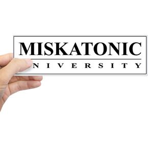 CafePress Miskatonic University Bumper Sticker (White) 10"x3" Rectangle Vinyl Bumper Sticker Car Decal in Kuwait