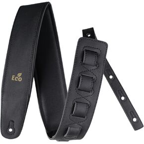 ECO 01 Guitar Strap for Electric/Acoustic Guitars - Recyclable materials, Adjustable 37' to 57' Length, and 2.75' Width, Foam Padding for Comfort - Soft Black in Saudi Arabia