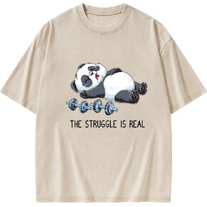 Funny Workout T-Shirt for Women-The Struggle is Real Vintage Gym Shirt-,Soft Cotton Tee for Running & Gym Training in Saudi Arabia
