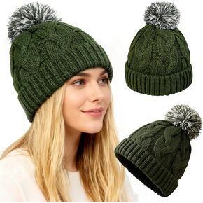 Slouchy Chunky Knit Beanie with Pom Pom - Cozy Winter Bobble Hat for Women and Men in Saudi Arabia