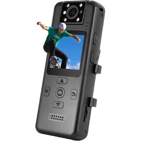 كاميرا الجسم Li&Lu 4K مع شاشة HD 1.5 بوصة، وعدسة دوارة 180 درجة، وواي فاي ورؤية ليلية - مسجل فيديو يمكن ارتداؤه للحيوانات الأليفة، في الهواء الطلق، والاستخدام اليومي in Kuwait