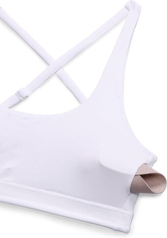 CRZ YOGA Butterlift Cross Back Sports Bras for Women - Scoop Neck Adjustable Straps Wireless Padded Pilates Workout Top in Kuwait