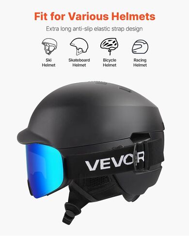 VEVOR Frameless Ski Goggles, Magnet Cylindrical Lens with Revo Coating, OTG Anti fog Snow Goggles, TPU Frame in Saudi Arabia