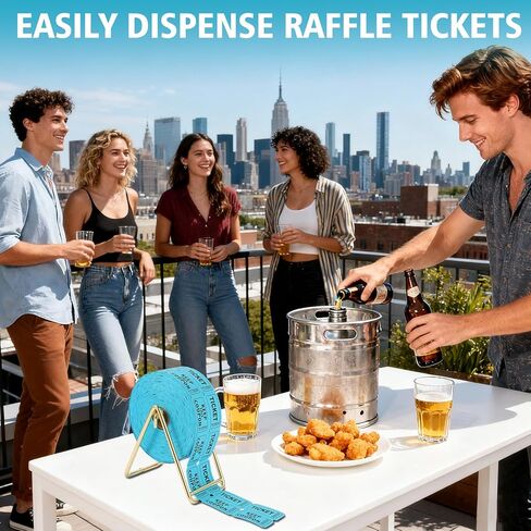 Raffle Ticket Holder with 1000 Blue Raffle Tickets, Copper - Plated, Raffle Ticket Dispenser for Single/Double-Roll Tickets,Made of Premium Thick Steel Plate, for Various Events in Kuwait
