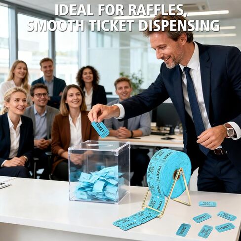 Raffle Ticket Holder with 1000 Blue Raffle Tickets, Copper - Plated, Raffle Ticket Dispenser for Single/Double-Roll Tickets,Made of Premium Thick Steel Plate, for Various Events in Kuwait