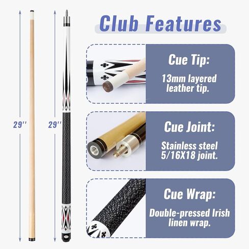Pool Cue Stick Set,58" Billiard Cue Sticks,19/20 oz 1/2 Maple Billiard Pool Stick,13mm Cue Tip 2-Piece Pool Cue in Saudi Arabia