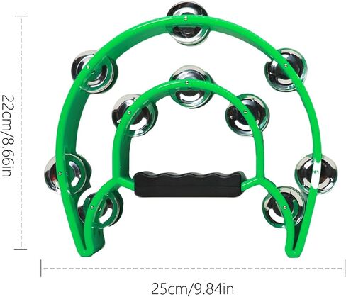 Musical Percussion Tambourines Music Rhythm Double Row Held Percussion Half Moon Handheld Tambourine Tambourine Metal Jingles Hand Held Percussion Half Moon Tambourine for Adults KTV Party (green) in Saudi Arabia