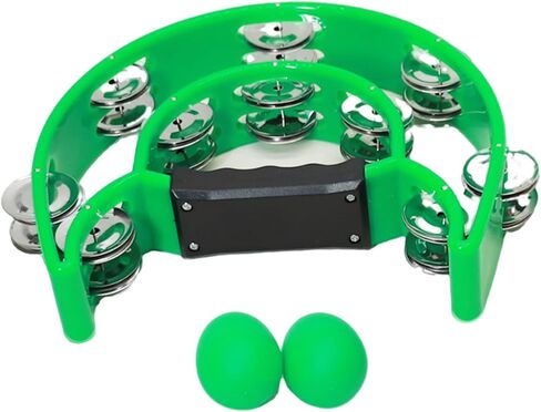 Musical Percussion Tambourines Music Rhythm Double Row Held Percussion Half Moon Handheld Tambourine Tambourine Metal Jingles Hand Held Percussion Half Moon Tambourine for Adults KTV Party (green) in Saudi Arabia