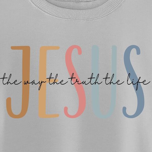 Christian Sweatshirts for Women Jesus the Way the Truth the Life Graphic Long Sleeve Shirts Faith Pullover Sweater in Saudi Arabia