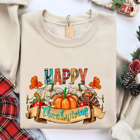 Tegoprints Happy Thanksgiving Sweatshirt for Men and Women in Saudi Arabia