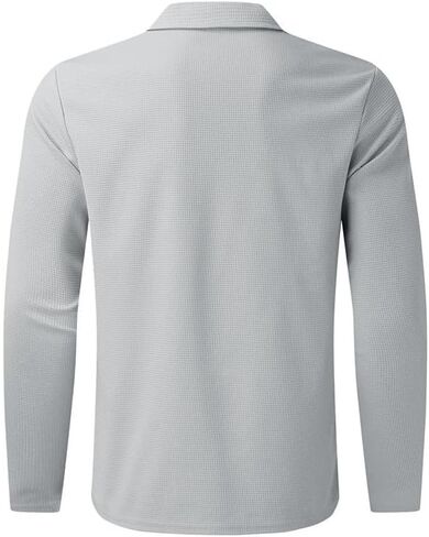 Men's Zip Polo Sweatshirt Long Sleeve Causal Pullover Sweater Waffle Solid Sweatshirts in Saudi Arabia