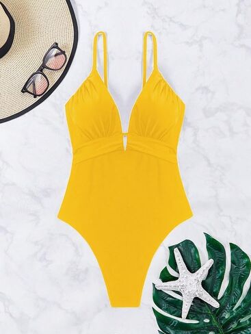 Women's One Piece Swimsuit – Tummy Control Bathing Suit with V-Neck Design, Slimming Swimwear in Saudi Arabia