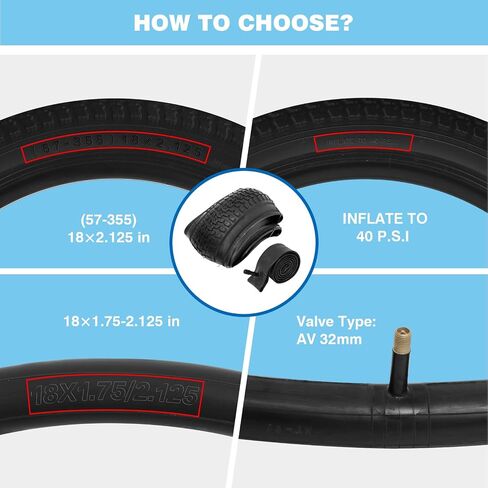 Bike Tires 12.5"/14"/16"/18"/20"x2.125" for Kids Bike, 2PCS Folding Replacement Bike Tire and 2PCS Bike Tubes 12.5"/14"/16"/18"/20" x 1.75-2.125 Inch Fits Most Kids Bikes, with 4PCS Tire Levers in Saudi Arabia