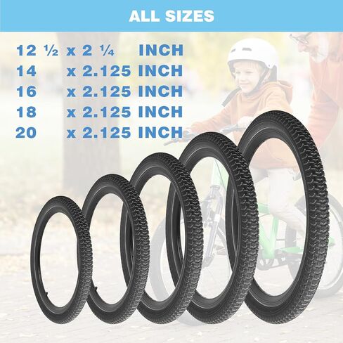 Bike Tires 12.5"/14"/16"/18"/20"x2.125" for Kids Bike, 2PCS Folding Replacement Bike Tire and 2PCS Bike Tubes 12.5"/14"/16"/18"/20" x 1.75-2.125 Inch Fits Most Kids Bikes, with 4PCS Tire Levers in Saudi Arabia
