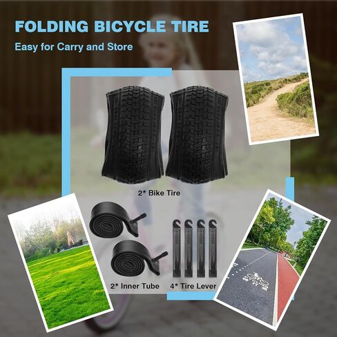 Bike Tires 12.5"/14"/16"/18"/20"x2.125" for Kids Bike, 2PCS Folding Replacement Bike Tire and 2PCS Bike Tubes 12.5"/14"/16"/18"/20" x 1.75-2.125 Inch Fits Most Kids Bikes, with 4PCS Tire Levers in Saudi Arabia