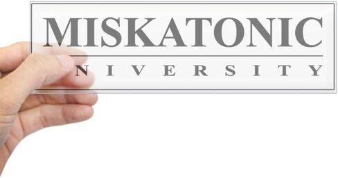 ملصق ممتص الصدمات لجامعة CafePress Miskatonic (أبيض) 10 بوصة × 3 بوصة ملصق ممتص للصدمات من الفينيل مستطيل للسيارة in Kuwait