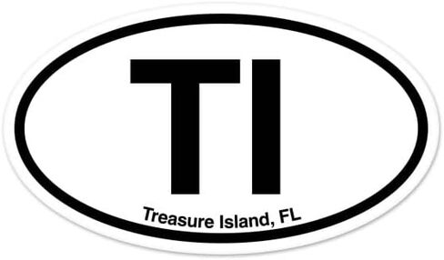 TI Treasure Island Florida Oval Vinyl Car Bumper Window Sticker 5" x 3" in Saudi Arabia