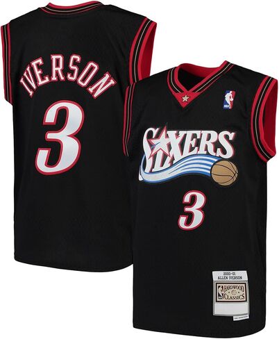Allen Iverson Philadelphia 76ers NBA Black #3 Kids Youth 8-20 Team Color Home Hardwood Classic Player Jersey in Saudi Arabia