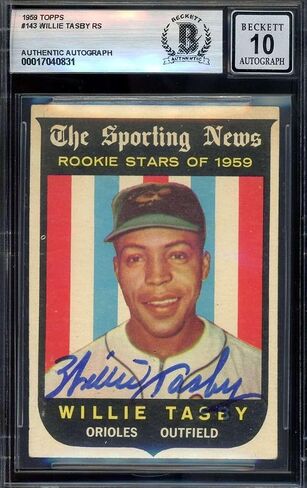 Willie Tasby Gem Mint 10 Beckett BAS Signed 1959 Topps Rookie Star Autograph - Baseball Slabbed Autographed Cards in Saudi Arabia