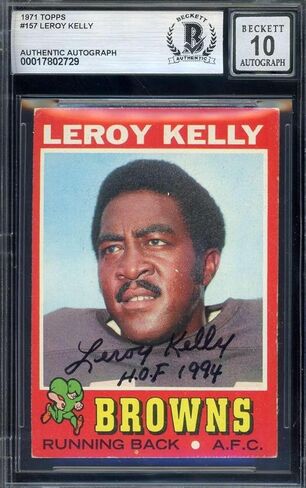 Leroy Kelly Gem Mint 10 Beckett BAS Signed 1971 Topps Autograph - NFL Autographed Football Cards in Saudi Arabia