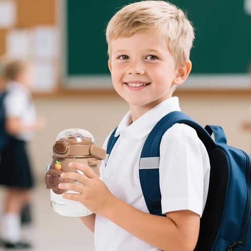 kawaii زجاجة ماء لطيف كابيبارا زجاجة ماء مع القش، زجاجات مياه بلاستيكية خالية من مادة bpa تريتان للبنين بنات المدرسة في الهواء الطلق، والسفر، والتخييم، ومانعة للتسرب، 17 أوقية in Kuwait