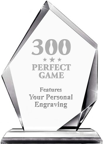 جائزة Bowling 300 Perfect Game Apex Crystal، جائزة بولينج محفورة مخصصة مقاس 6 بوصات، يتضمن النقش Prime in Saudi Arabia