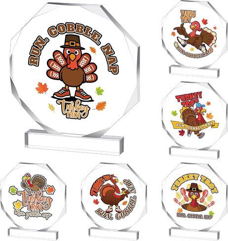 6 Pcs Thanksgiving Turkey Trot Trophies 4.72'' Acrylic Turkey Trot Trophy Funny Fall Recognition Awards for Holiday Thanksgiving Fall Awards Decorations in Saudi Arabia