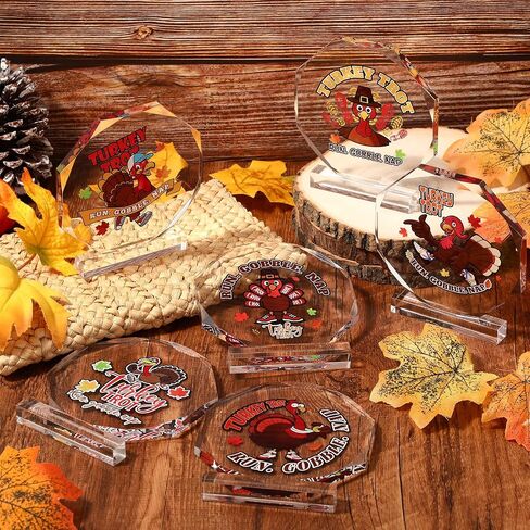 6 Pcs Thanksgiving Turkey Trot Trophies 4.72'' Acrylic Turkey Trot Trophy Funny Fall Recognition Awards for Holiday Thanksgiving Fall Awards Decorations in Saudi Arabia