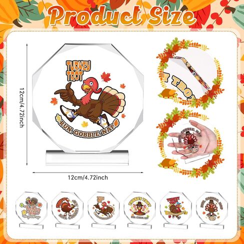 6 Pcs Thanksgiving Turkey Trot Trophies 4.72'' Acrylic Turkey Trot Trophy Funny Fall Recognition Awards for Holiday Thanksgiving Fall Awards Decorations in Saudi Arabia