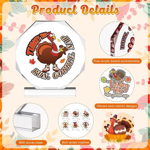 6 Pcs Thanksgiving Turkey Trot Trophies 4.72'' Acrylic Turkey Trot Trophy Funny Fall Recognition Awards for Holiday Thanksgiving Fall Awards Decorations in Saudi Arabia