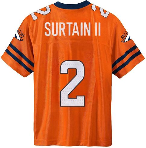 Patrick Surtain II Denver Broncos Orange #2 NFL Kids Youth 4-20 Name and Number Team Color Home Player Jersey in Saudi Arabia