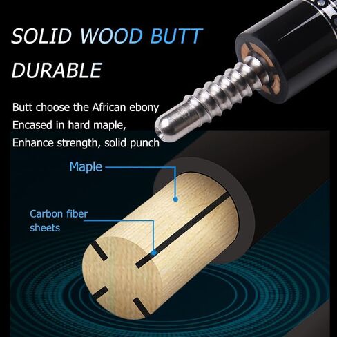 CUPPA Billiard Pool Stick America 1/2 Split Cue Nine Ball Cues Carbon Fibre Shaft Sport Games Tip Size 10.5，11.5,12.5mm 58inch ca20-02 in Saudi Arabia