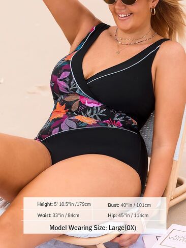 CUPSHE Plus Size Women's One Piece Swimsuit Surplice V Neck Swimwear Adjustable Straps Bathing Suit in Saudi Arabia