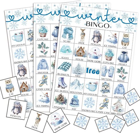 Happy Holiday Bingo Game for Adults, 24 Players Christmas Bingo Cards, Fun & Exciting Xmas Games for Family Activities, Classroom Party, Holiday Entertainment, Christmas Party Supplies -08 in Saudi Arabia
