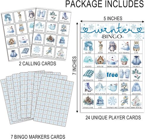 Happy Holiday Bingo Game for Adults, 24 Players Christmas Bingo Cards, Fun & Exciting Xmas Games for Family Activities, Classroom Party, Holiday Entertainment, Christmas Party Supplies -08 in Saudi Arabia