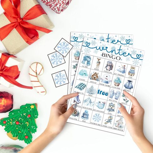 Happy Holiday Bingo Game for Adults, 24 Players Christmas Bingo Cards, Fun & Exciting Xmas Games for Family Activities, Classroom Party, Holiday Entertainment, Christmas Party Supplies -08 in Saudi Arabia
