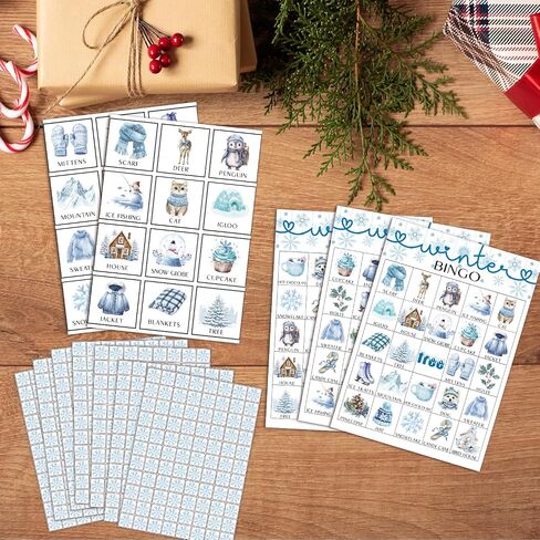 Happy Holiday Bingo Game for Adults, 24 Players Christmas Bingo Cards, Fun & Exciting Xmas Games for Family Activities, Classroom Party, Holiday Entertainment, Christmas Party Supplies -08 in Saudi Arabia