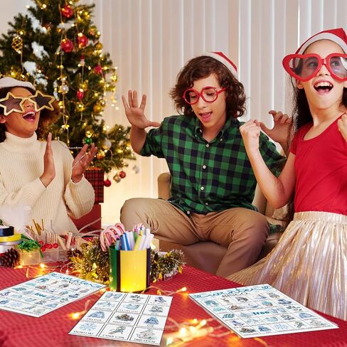 Happy Holiday Bingo Game for Adults, 24 Players Christmas Bingo Cards, Fun & Exciting Xmas Games for Family Activities, Classroom Party, Holiday Entertainment, Christmas Party Supplies -08 in Saudi Arabia
