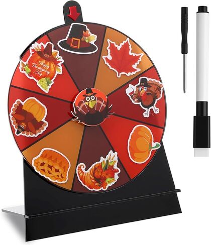 Soulchen 8 Inch Thanksgiving Games Turkey Spin The Wheel Game with Stand Tabletop Roulette of Fortune Turkey Prizes Spin Wheel for Family Thanksgiving Party Favor, Dry Erase Marker and Stickers in Saudi Arabia