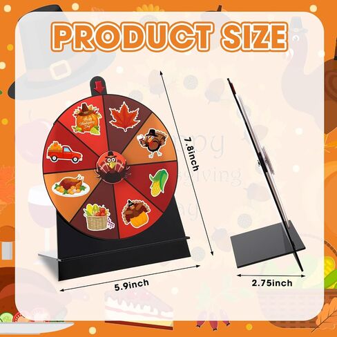 Soulchen 8 Inch Thanksgiving Games Turkey Spin The Wheel Game with Stand Tabletop Roulette of Fortune Turkey Prizes Spin Wheel for Family Thanksgiving Party Favor, Dry Erase Marker and Stickers in Saudi Arabia