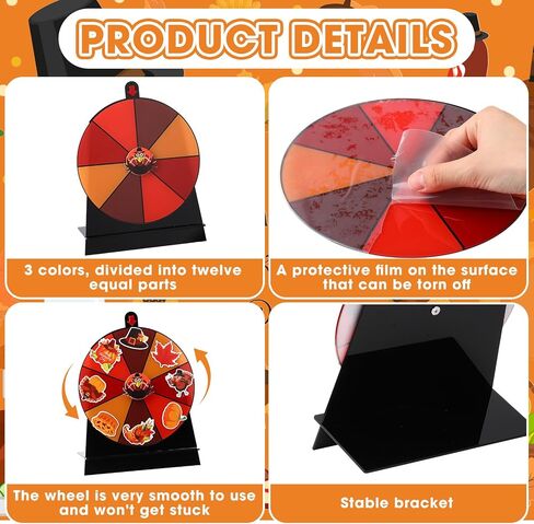 Soulchen 8 Inch Thanksgiving Games Turkey Spin The Wheel Game with Stand Tabletop Roulette of Fortune Turkey Prizes Spin Wheel for Family Thanksgiving Party Favor, Dry Erase Marker and Stickers in Saudi Arabia