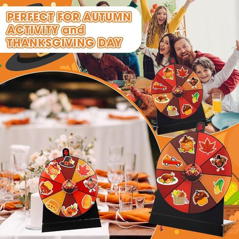 Soulchen 8 Inch Thanksgiving Games Turkey Spin The Wheel Game with Stand Tabletop Roulette of Fortune Turkey Prizes Spin Wheel for Family Thanksgiving Party Favor, Dry Erase Marker and Stickers in Saudi Arabia
