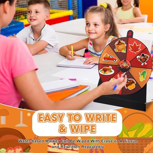 Soulchen 8 Inch Thanksgiving Games Turkey Spin The Wheel Game with Stand Tabletop Roulette of Fortune Turkey Prizes Spin Wheel for Family Thanksgiving Party Favor, Dry Erase Marker and Stickers in Saudi Arabia